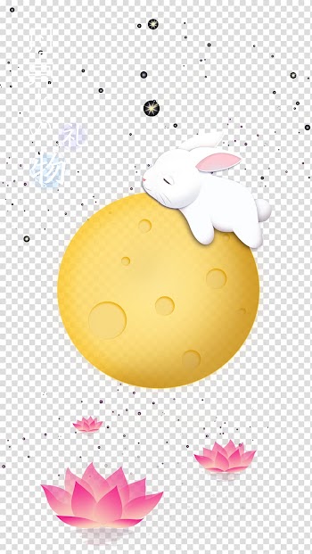 White bunny on yellow moon illustration, Mooncake Mid-Autumn Festival Moon rabbit Illustration, Mid-Autumn Festival poster transparent background PNG clipart