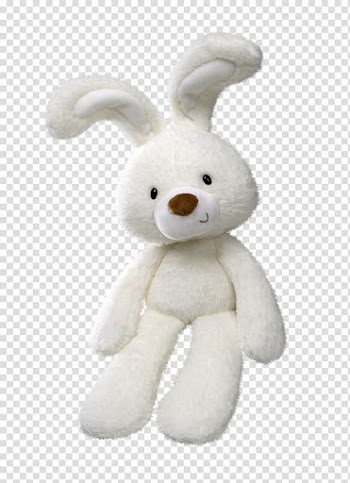 White bunny, Stuffed toy Rabbit Plush, Cute little white bunny toy transparent background PNG clipart