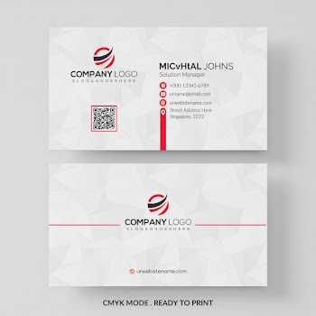 White business card with red details Free Psd