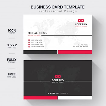 White business card with red details Free Vector