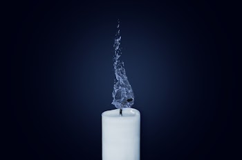 White Candle With Water Dew