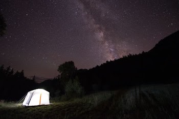 white canopy tent near mountain