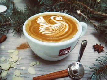 White Cappuccino With Swan Cream Design