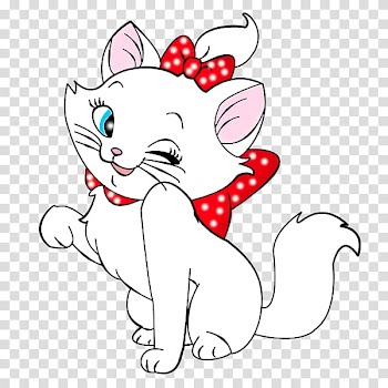 White cat with red ribbon illustration, Kitten Cat Cartoon Marie , Cat transparent background PNG clipart