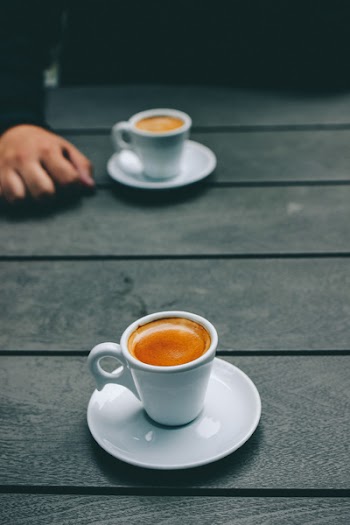 White Ceramic Coffee Cup and Saucer