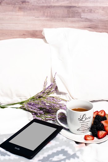 White Ceramic Mug On Plate With Strawberries