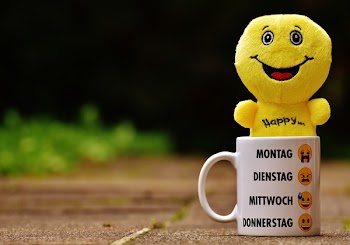 White Ceramic Mug With Yellow Plush Toy on It