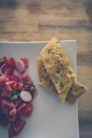 White Ceramic Plate With Baked Pie and Vegetables