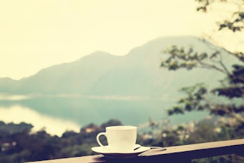 White Ceramic Teacup in White Ceramic Saucer on Railings