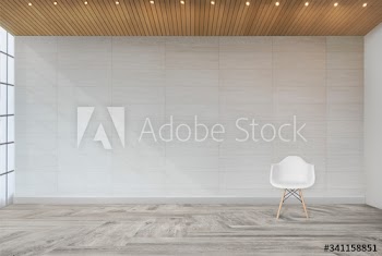 White chair against a wall mockup
