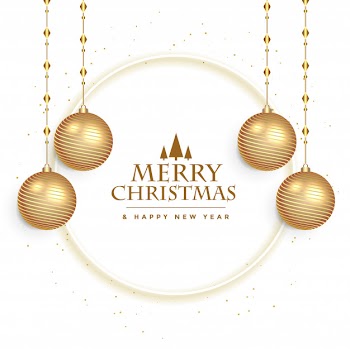 White christmas festival card with balls decoration Free Vector