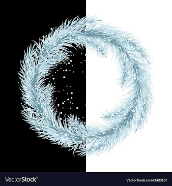 White christmas tree wreath Spruce branches vector image