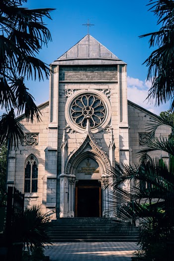 White Church Near Palm Trees