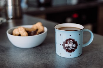 White coffee and biscuits