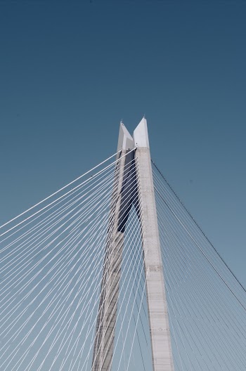 White Concrete Bridge With Cables