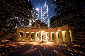White Concrete Pillar Lighted during Night Time