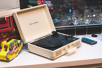 White Crosley Turner Table on White Desk