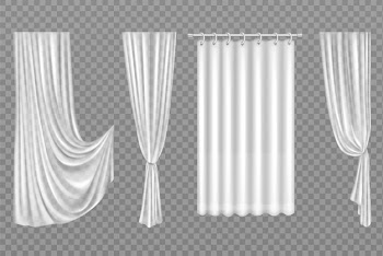 White curtains isolated on transparent Free Vector