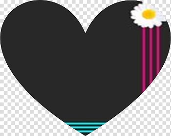 , white daisy in black heart illustration transparent background PNG clipart