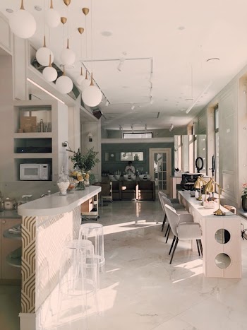 White Dining Table Near Bar Table