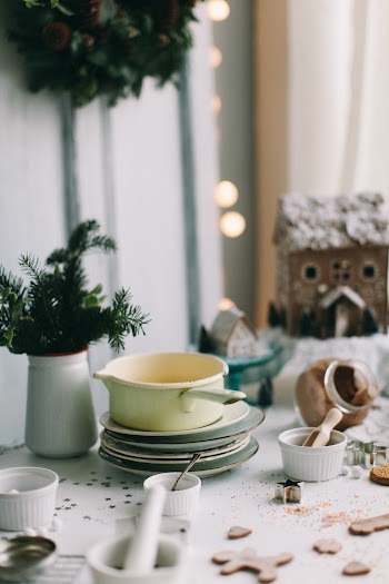 White Dinnerware Set on Table