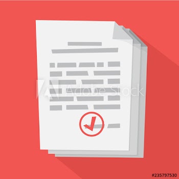White document with a sign on it