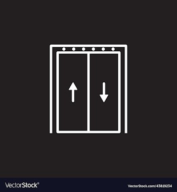 white elevator line art icon