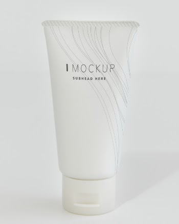 White face cream tube mockup Free Psd