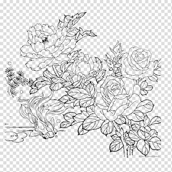 White Floral design Petal Pattern, line transparent background PNG clipart