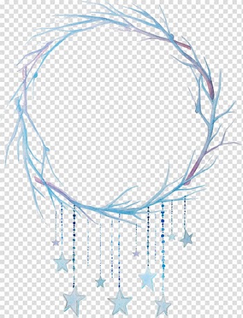 White floral wreath, Wreath Watercolor painting illustration, Creative cartoon hand-painted blue Dreamcatcher transparent background PNG clipart