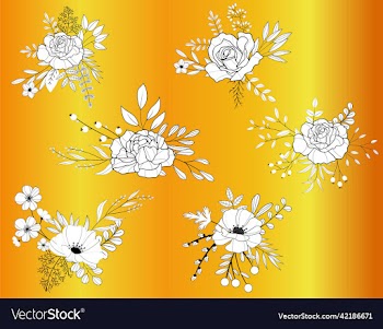 white flower hand drawn