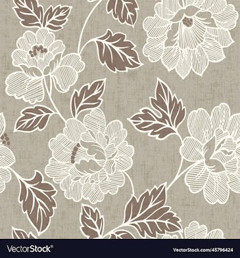 white flower outline brown leaves with background