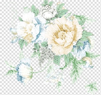 White flowers in bloom illustration, Flower Poster , Hand-painted flowers transparent background PNG clipart