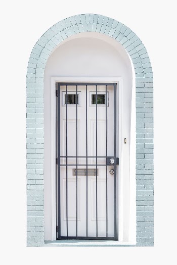White French door, metal bars, | Free PSD - rawpixel