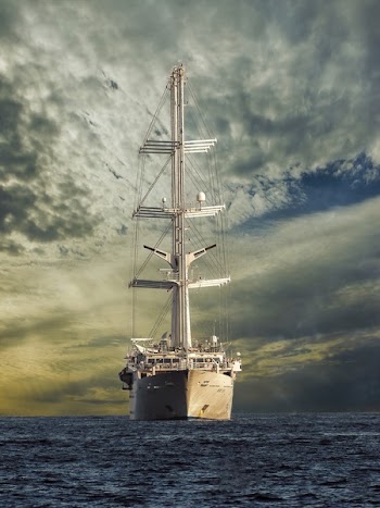 White Galleon Ship on Sea