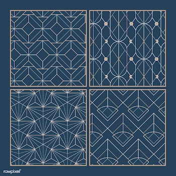 White geometric seamless patterns set on blue.. | Free stock vector - 544421