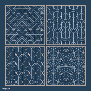 White geometric seamless patterns set on blue.. | Free stock vector - 544432