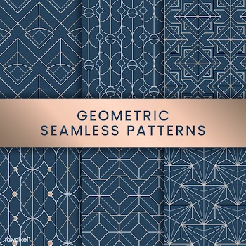 White geometric seamless patterns set on blue.. | Free stock vector - 544444