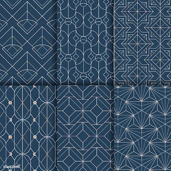 White geometric seamless patterns set on blue.. | Free stock vector - 544460