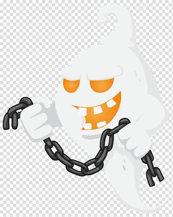 White ghost , Jack Skellington Halloween Cartoon , Ghost with Chain transparent background PNG clipart