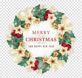 White, green, and red floral wreath , Christmas decoration Poinsettia, Christmas transparent background PNG clipart