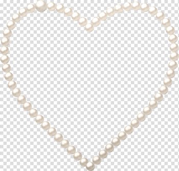 White heart illustration, Pearl Necklace, Cartoon Pearl s,Heart pearl necklace transparent background PNG clipart