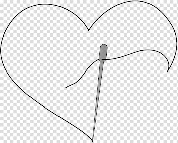 White Heart Pattern, Hand-drawn heart-shaped needle and thread transparent background PNG clipart