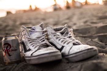 White High-top Vans Sneakers And Tin Can