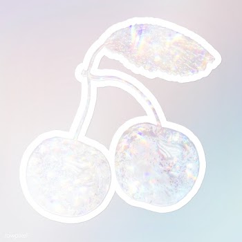 White holographic red cherries sticker design resource illustration | Free  illustration - 2343629
