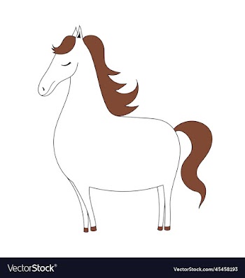 white horse with a brown mane doodle horse