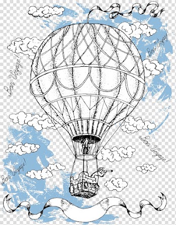 White hot air balloon , Hot air balloon Drawing Illustration, Blue sky hot air balloon transparent background PNG clipart