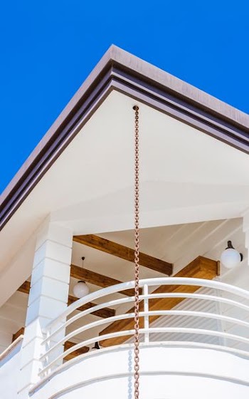 white house terrace under blue sky