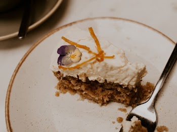 White Icing Cake on Saucer