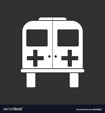 White icon on black background ambulance with a vector image